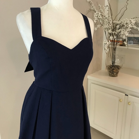 NWT Lauren James Livingston Seersucker Bow Dress M - Picture 4 of 8